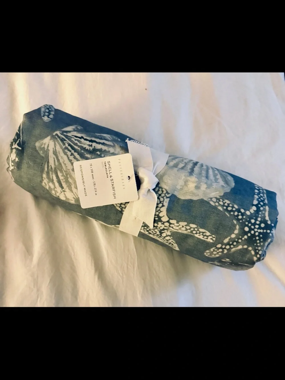Pottery Barn Blue Shell & Starfish Tablecloth